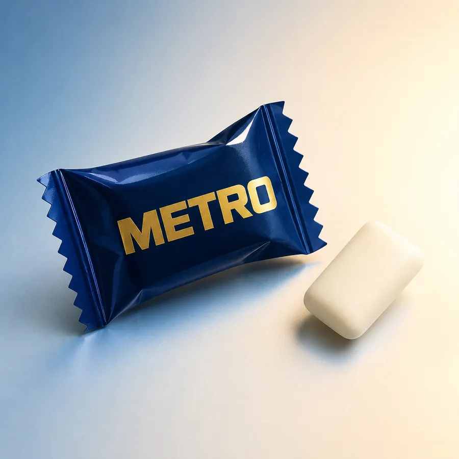Жевательная резинка с логотипом METRO — пример работы Marvin's