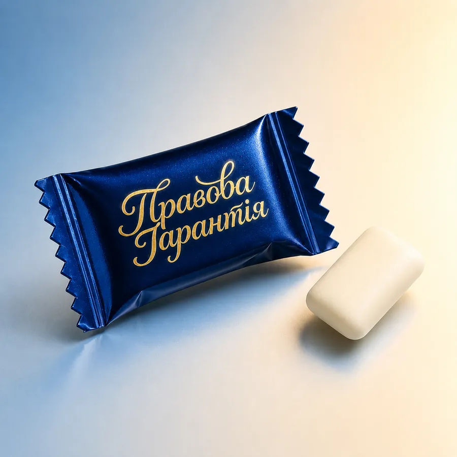 Жевательная резинка с логотипом Правова Гарантія — пример работы Marvin's