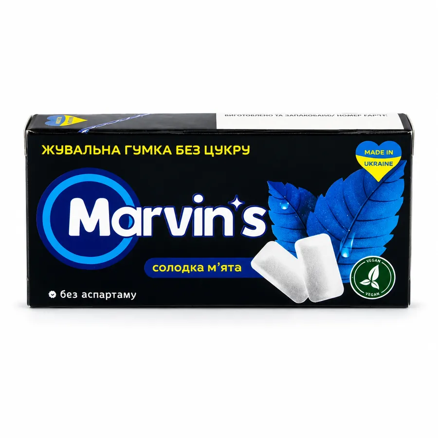 Marvin's жувальна гумка без цукру, солодка м'ята